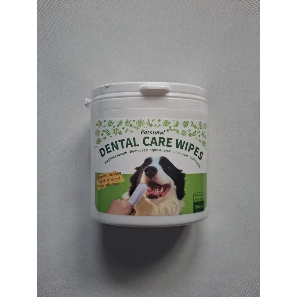 Dental Care Wipes for Dogs and Cats, 50 Count, Teeth and Gum Cleaning, Plaque...